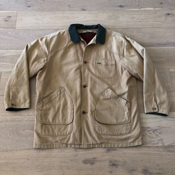 L.L. Bean Other - Vintage LL Bean Jacket Men's 2XLT Brown Chore Barn Work Flannel Lined Retro USA